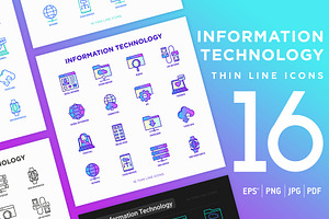 Information Technology Icons Set, an Outline Icon by Alex Blogoodf