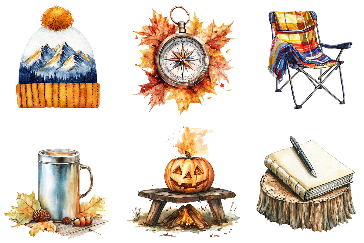 Autumn Camping Trip Clipart, an Illustration by DreamArtGraphic (Photo 4 of 4)