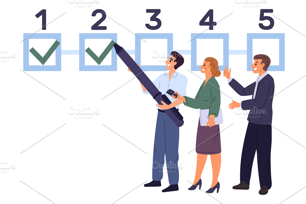 Office workers note progress of, a Person Illustration by Vectorbuum