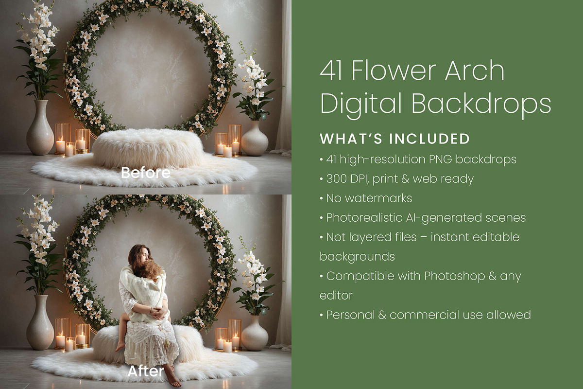 41 Flower Arch Digital Backdrops, a Background Graphic by 3Motional (Photo 4 of 8)