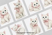 15 Bundle Watercolor Girl Cat Pink, an Animal Illustration by Morspective (Thumbnail 3 of 8)