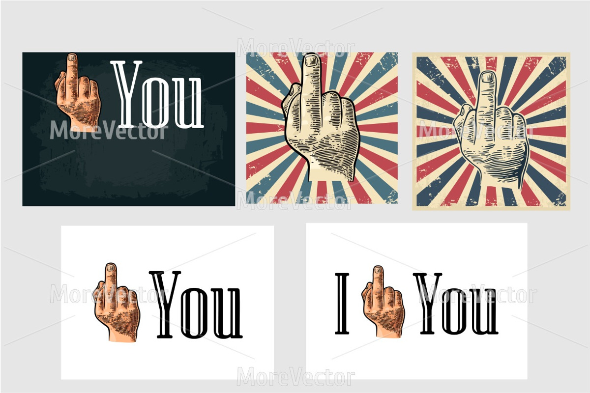 Fuck you sign. Middle finger Sign, a Work Illustration by MoreVector (Photo 2 of 3)