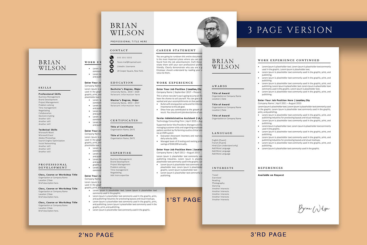 Professional Resume Template Pack, a Resume Template by VictoriousVita (Photo 4 of 8)