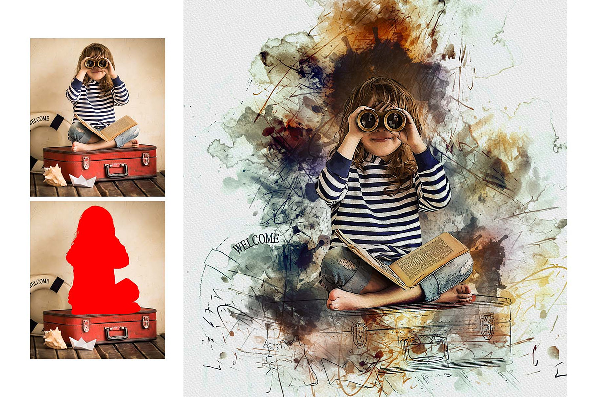 Ink & Watercolor Art PhotoshopAction, an Action Add-On by MRI STUDIO (Photo 3 of 11)