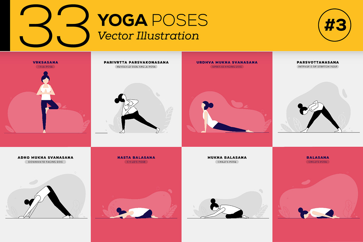 33 Yoga Poses Illustration, an Illustration by Kursat Unsal (Photo 4 of 6)