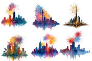 Happy New Year Cities Silhouette, an Illustration by Designworld (Thumbnail 3 of 5)