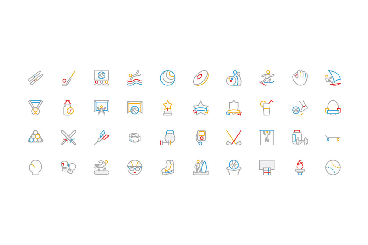 200 Sports Colored Line Icons, an Outline Icon by Creative Stall (Photo 4 of 4)