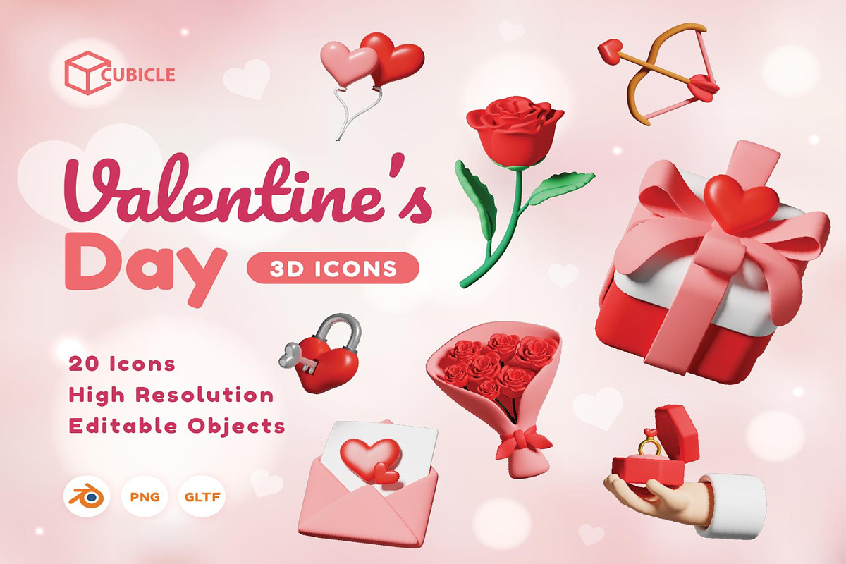 Valentine 3D, an Object Illustration by Lumina_ui_ux202 (Photo 1 of 8)