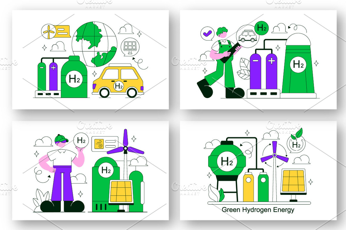 10 Green Hydrogen Energy, a Technology Illustration by denayunebgt (Photo 2 of 4)