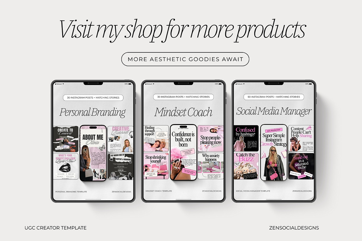Pink UGC Creator Instagram Template, a Social Media Template by ZenSocialDesigns (Photo 9 of 9)