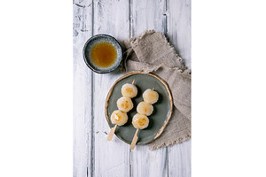 Traditional Japanese Dango Dumplings, a Background Photo by Natasha Breen