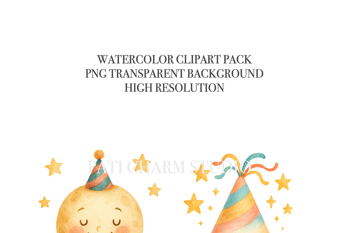 19 New Year Watercolor Clipart, a Decorative Illustration by Pati Charm Studio (Photo 5 of 8)