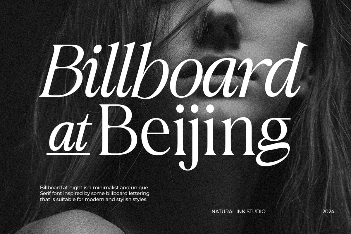 Billboard At Beijing, a Serif Font by Natural Ink Studio (Photo 10 of 10)