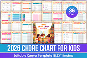 2026 Chore Chart for Kids Canva Kdp, a Stationery Template by Mustafiz (Thumbnail 1 of 5)