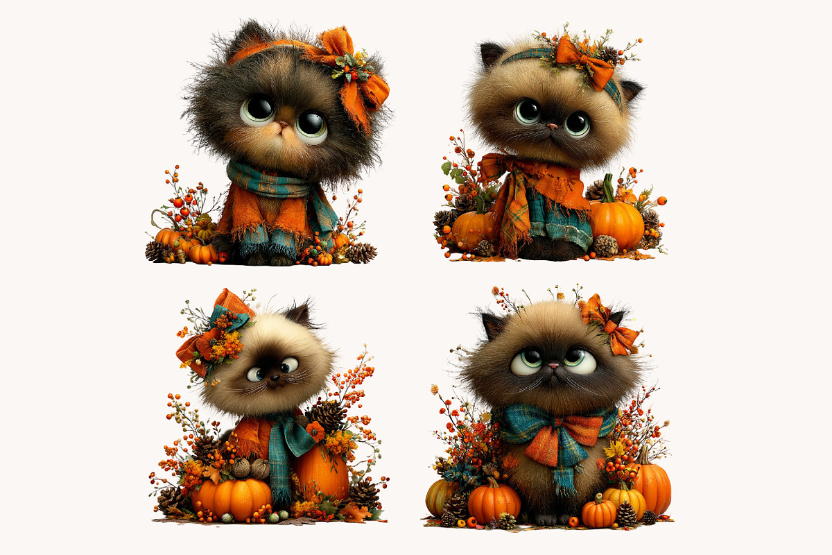 Whimsical Fluffy Cat Clipart, a Seasonal Illustration by Designworld (Photo 5 of 8)