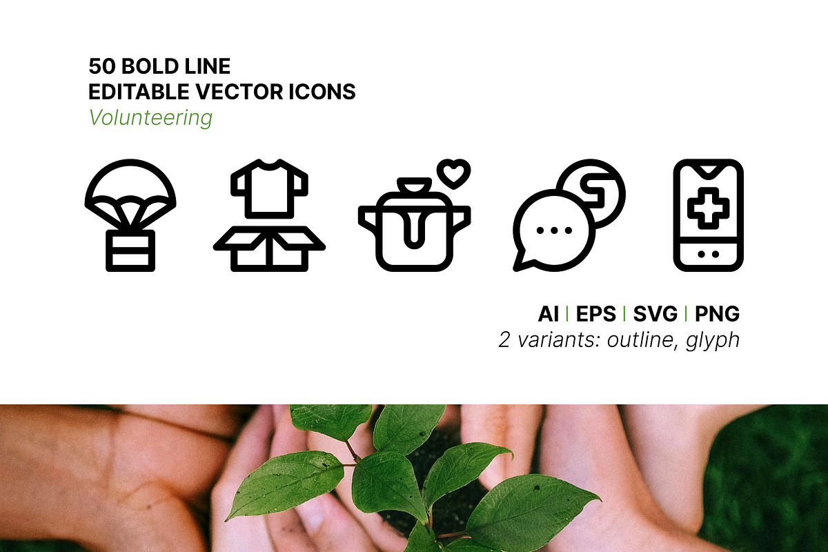 50 Volunteering Icons, an Outline Icon by Side Project (Photo 1 of 8)