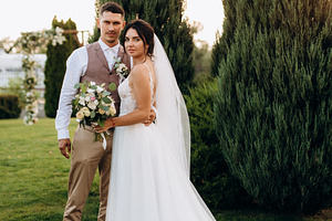 bride girl and groom near the river, a Photo by Weddings, People, Travel