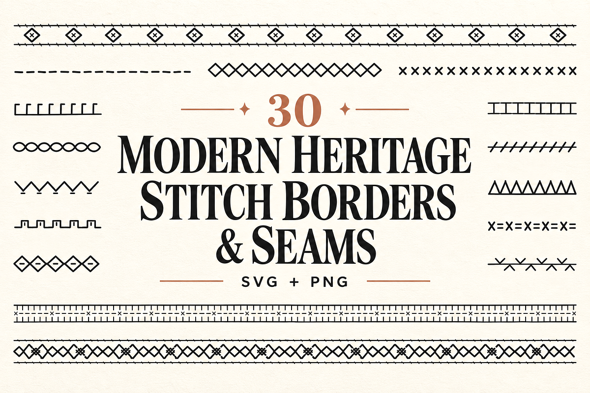 30 Modern Stitch Borders & Seams, an Object Illustration by Designs24hr (Photo 1 of 8)