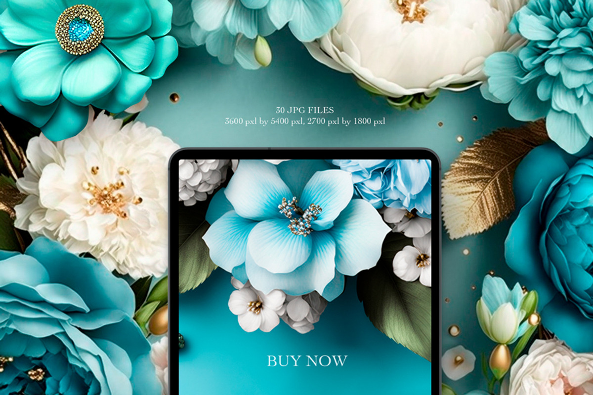 Blue flowers collection, a Background Graphic by MONO KEY STUDIO (Photo 4 of 8)