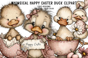 Whimsical happy easter duck clipart, an Illustration by CreationArt