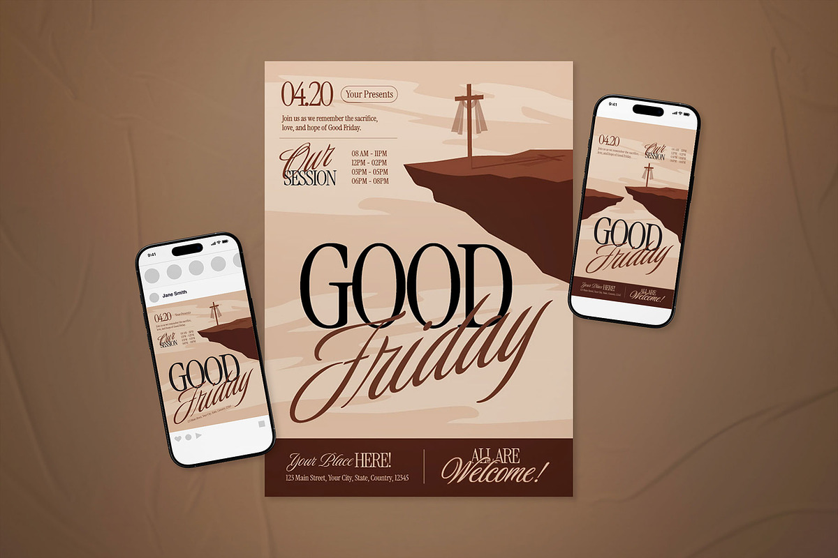 Cream Elegant Good Friday Flyer Set, a Flyer Template by The Good Store (Photo 1 of 2)