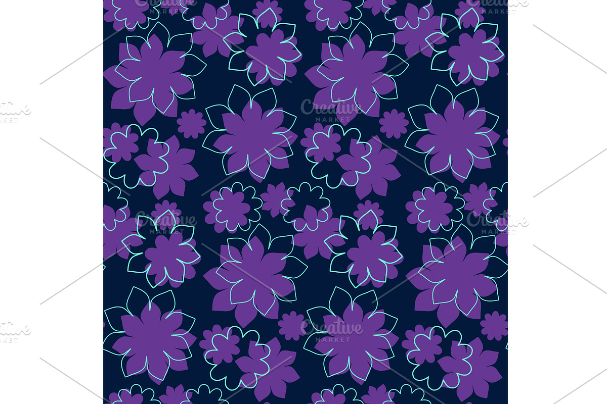 Purple and blue floral pattern for, an Object Illustration by okskukuruza