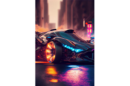 Futuristic car, non existent design, a Transportation Photo by Neirfy