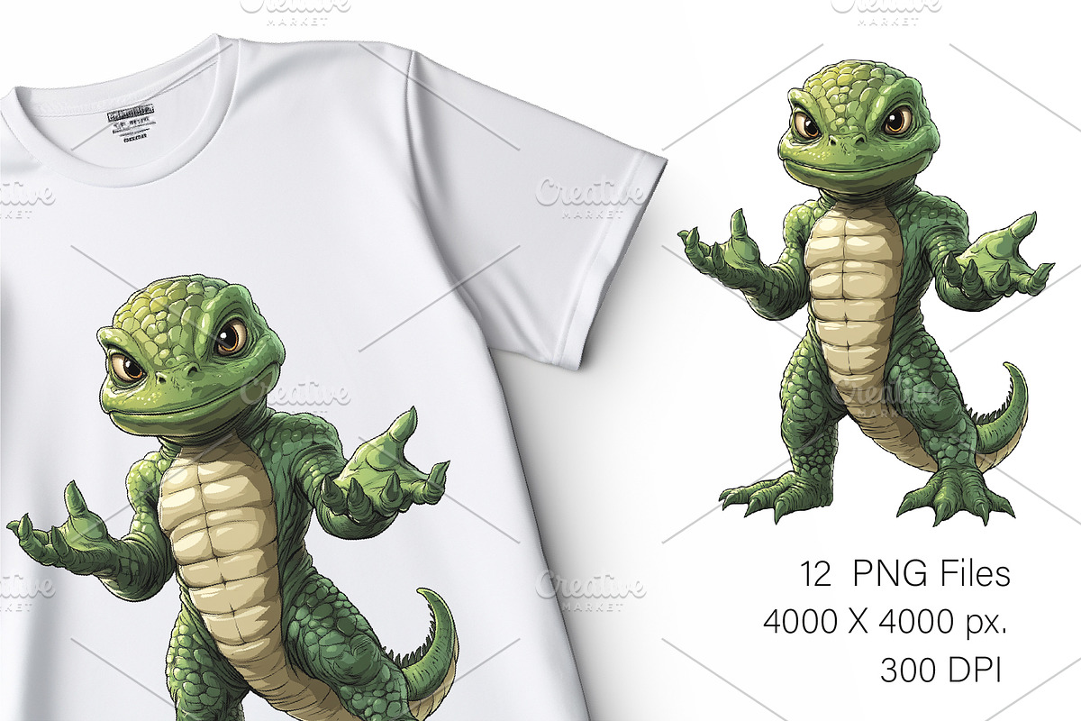 Cute cartoon Lizard. TShirt Sticker, an Animal Illustration by KENO Mascots (Photo 5 of 8)
