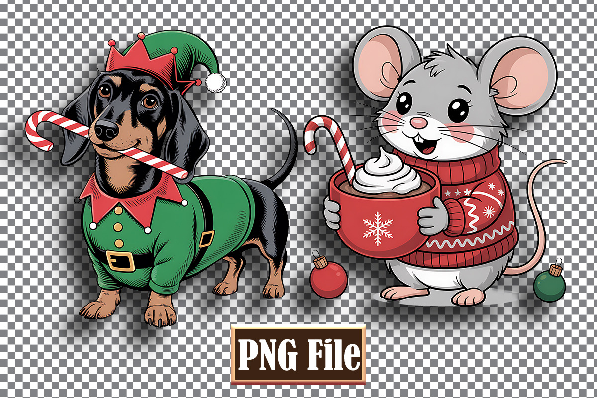 Christmas Animal Sublomation Bundle, an Animal Illustration by protabsorkar11 (Photo 7 of 9)