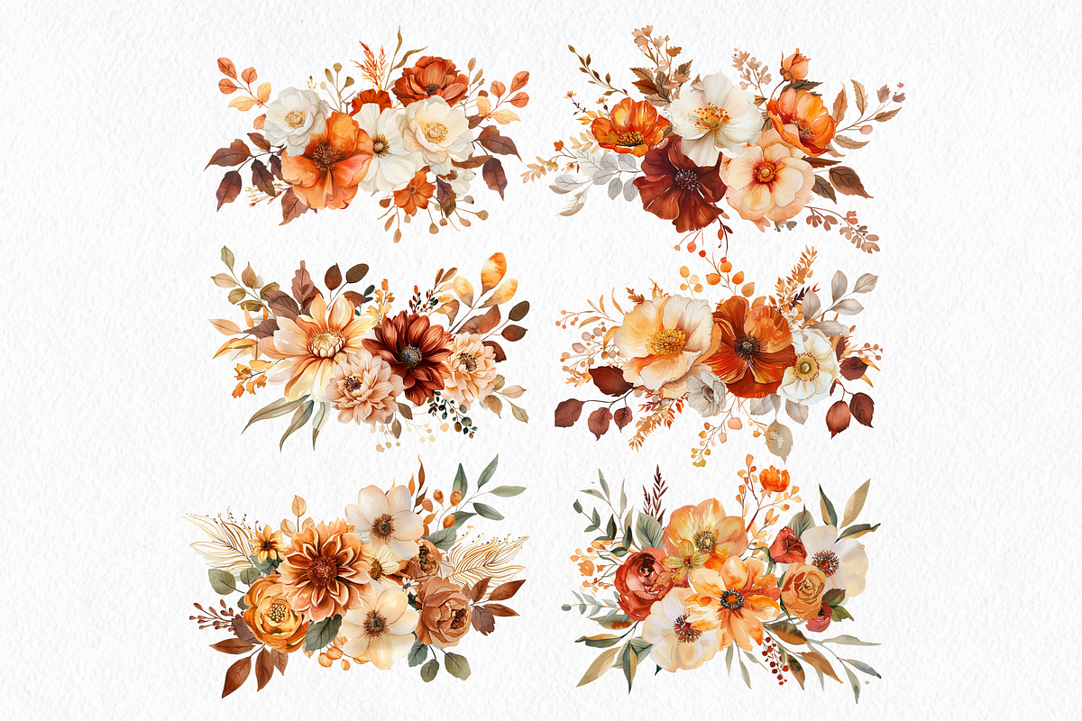 Floral Pumpkin Fall Clipart, a Seasonal Illustration by ClipArtCharm (Photo 6 of 6)