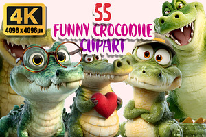 Funny Crocodile Clipart PNG Bundle, a Graphic by M9 Design