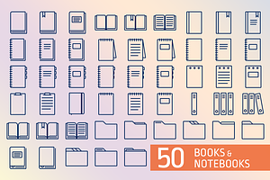 50 Books & Notepad icons