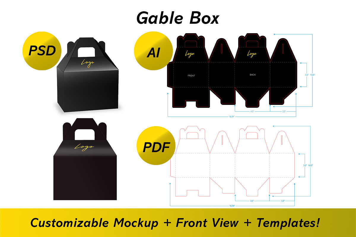 Straight Gable Box Mockup + Template, a Packaging Mockup by Korner (Photo 6 of 12)