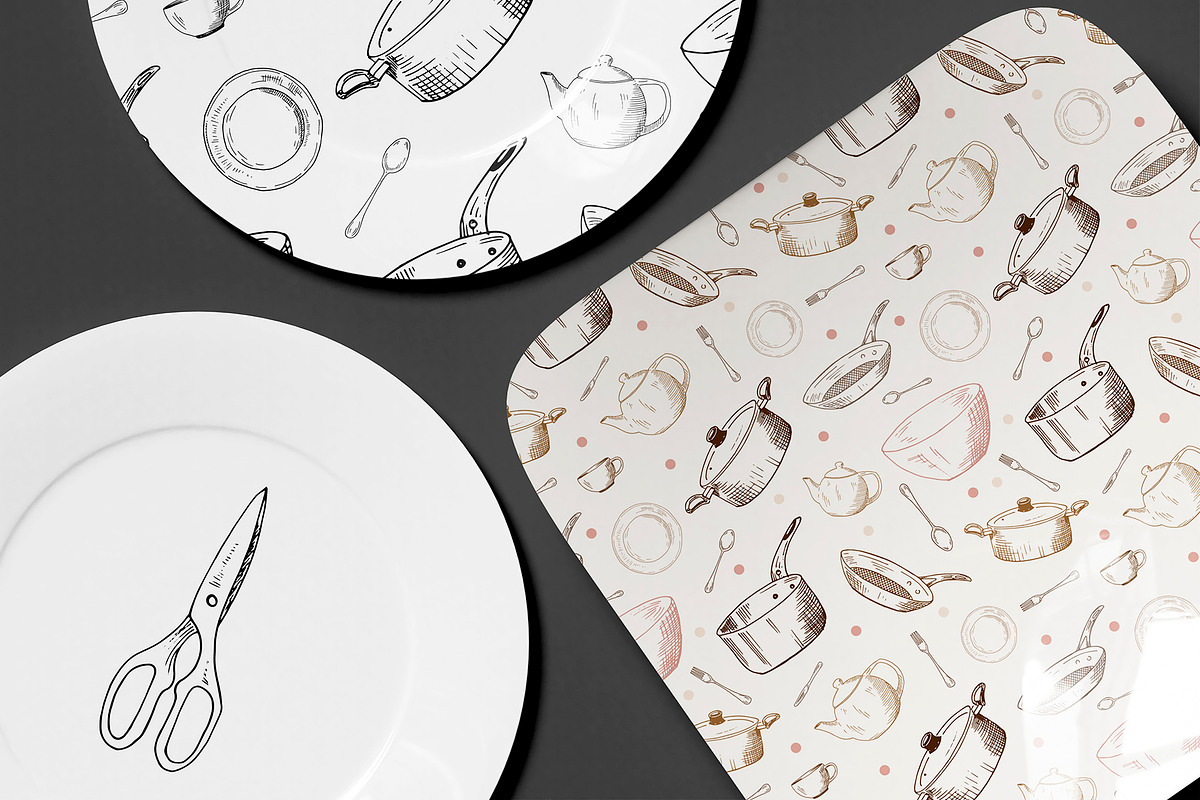 Kitchenware. Vector sketches., an Object Graphic by Canatic (Photo 10 of 10)