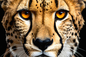 Cheetah portrait showing golden eyes and striking fur patterns, an Animal Photo by GoodGoods