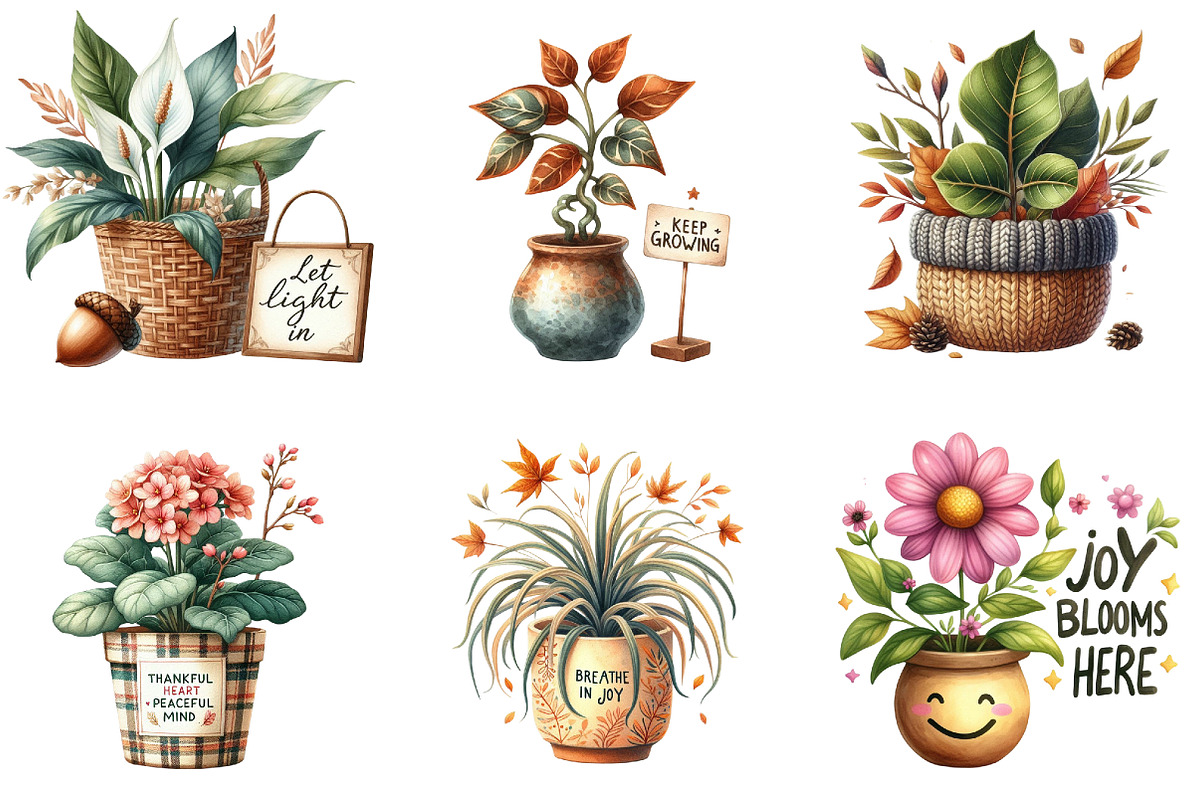 Positive Autumn Houseplant Clipart, an Illustration by DreamArtGraphic (Photo 4 of 4)