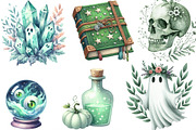 Green & White Halloween Clipart, an Illustration by Designking (Thumbnail 2 of 4)