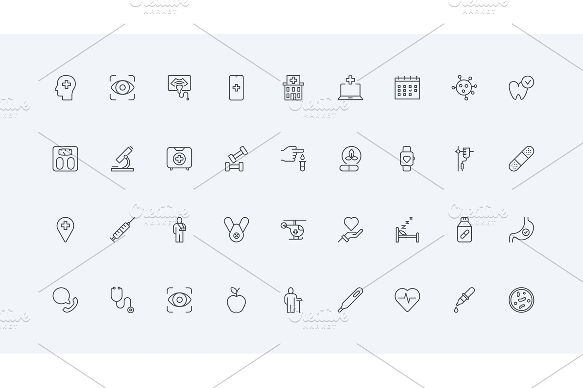Medical services patient icons, a Healthcare Illustration by Lemberg Vector