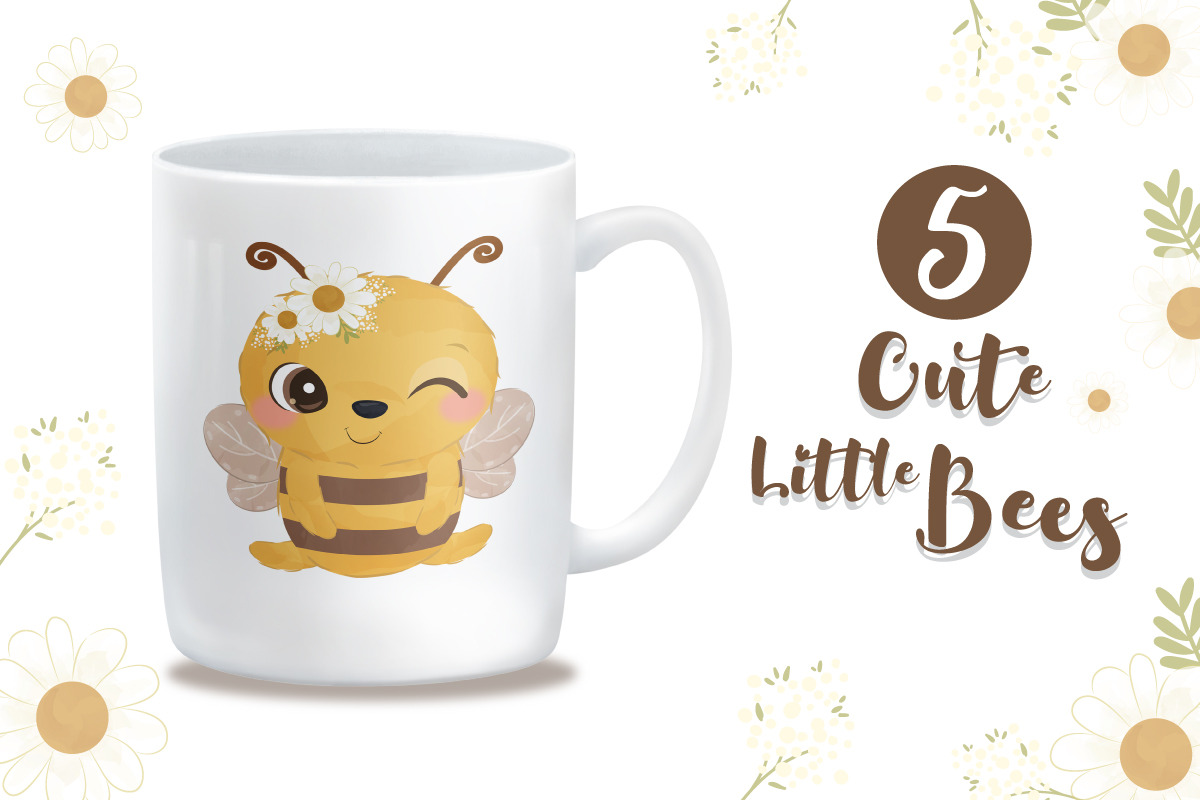 Cute little bees clipart set, an Animal Illustration by DrawStudio1988 (Photo 4 of 6)