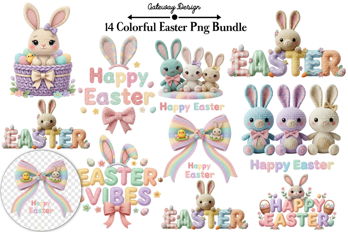 Colorful Easter Png Clipart Bundle, an Illustration by GatewayDesign (Photo 1 of 3)