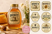 Vintage Honey Jar Label PNG, a Seasonal Illustration by Rose Art (Thumbnail 3 of 3)