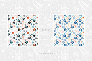 Space Seamless Patterns And Cliparts