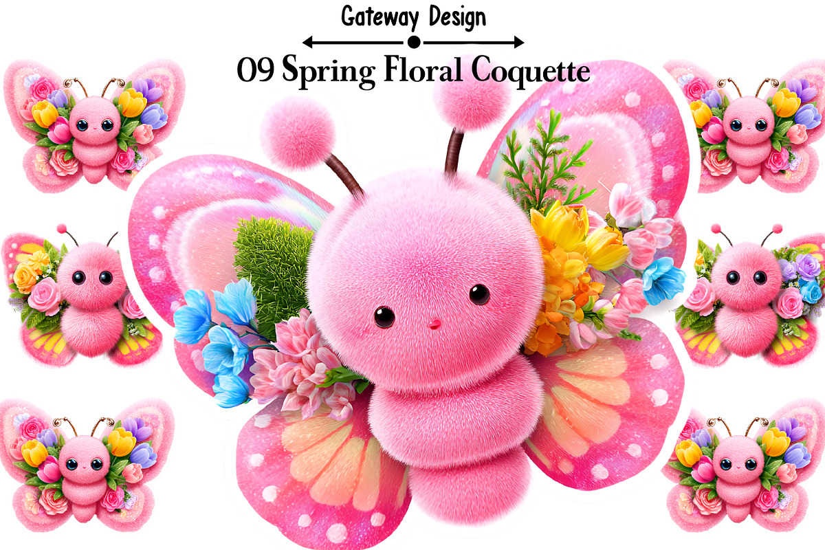 9 Spring Floral Coquette Faux Fur Bu, an Illustration by GatewayDesign (Photo 3 of 3)