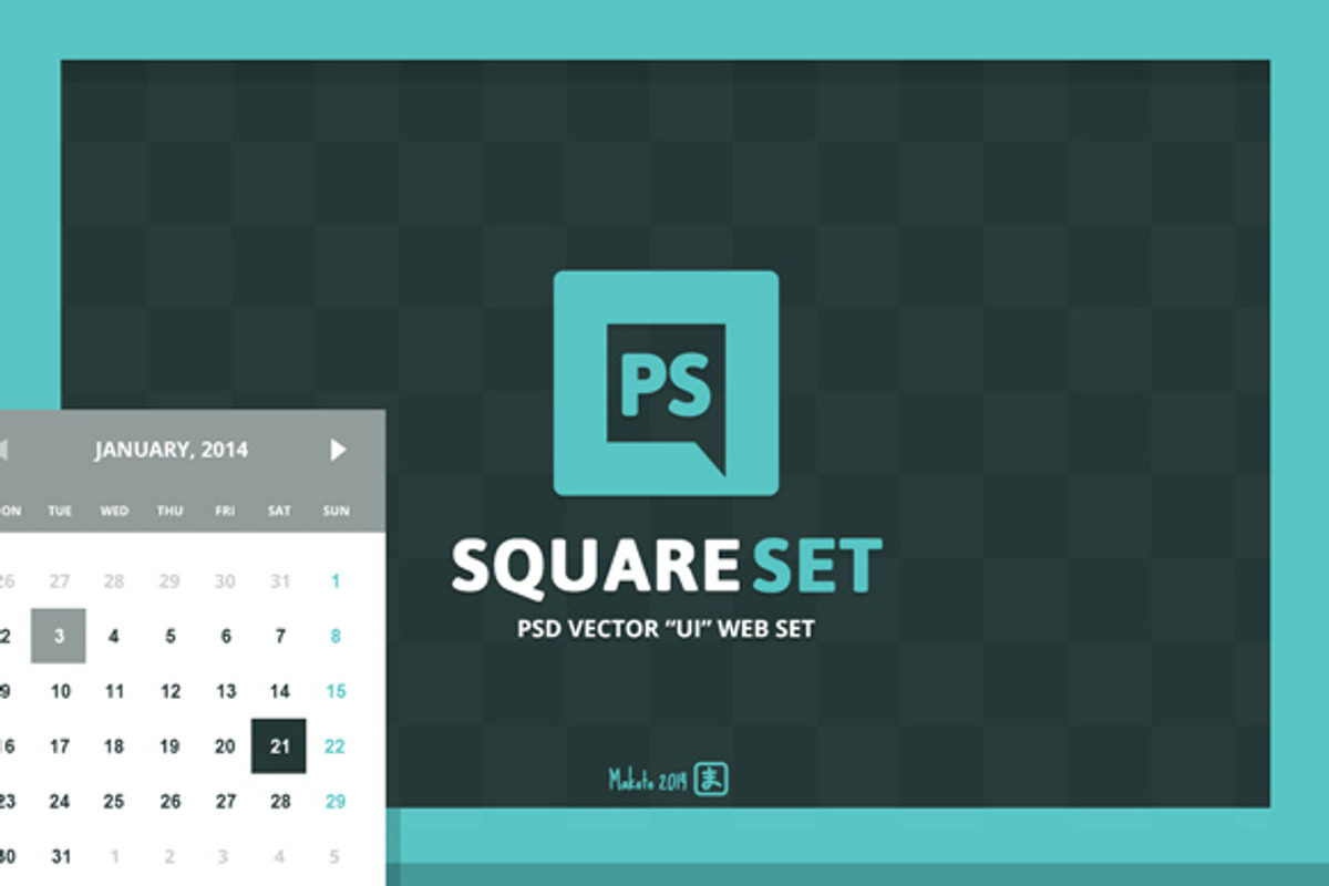 Square PSD vector UI web set, a Templates & Theme by Makoto (Photo 1 of 5)
