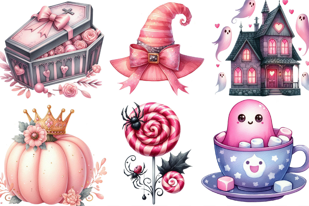 Pink Halloween Sublimation Clipart, an Illustration by Designking (Photo 2 of 4)