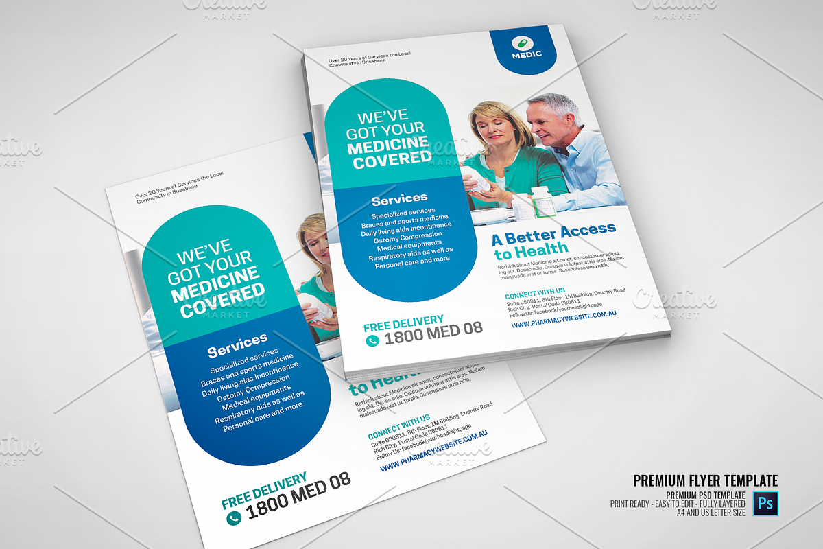 Pharmacy Drug Store Flyer, a Flyer Template by PSDPixel