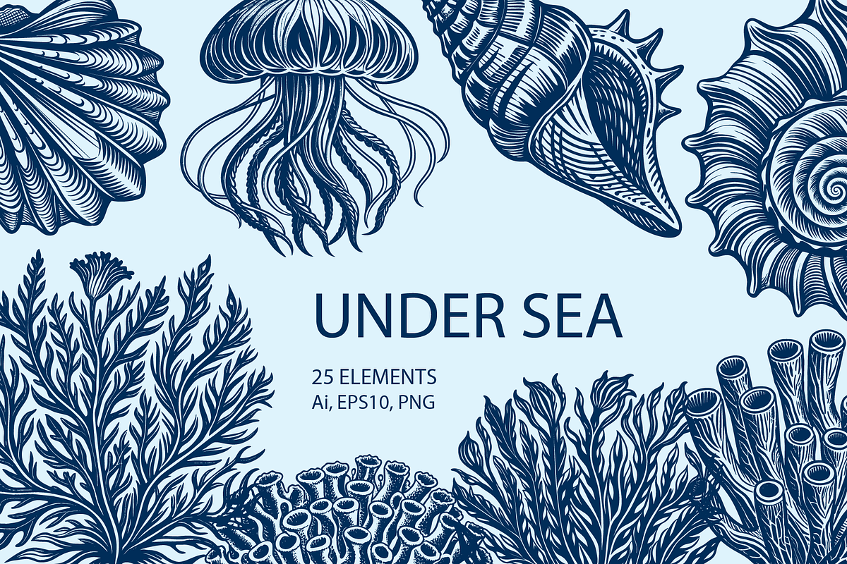 Underwater Vintage illustrations, an Object Illustration by Chaka_32 (Photo 1 of 3)