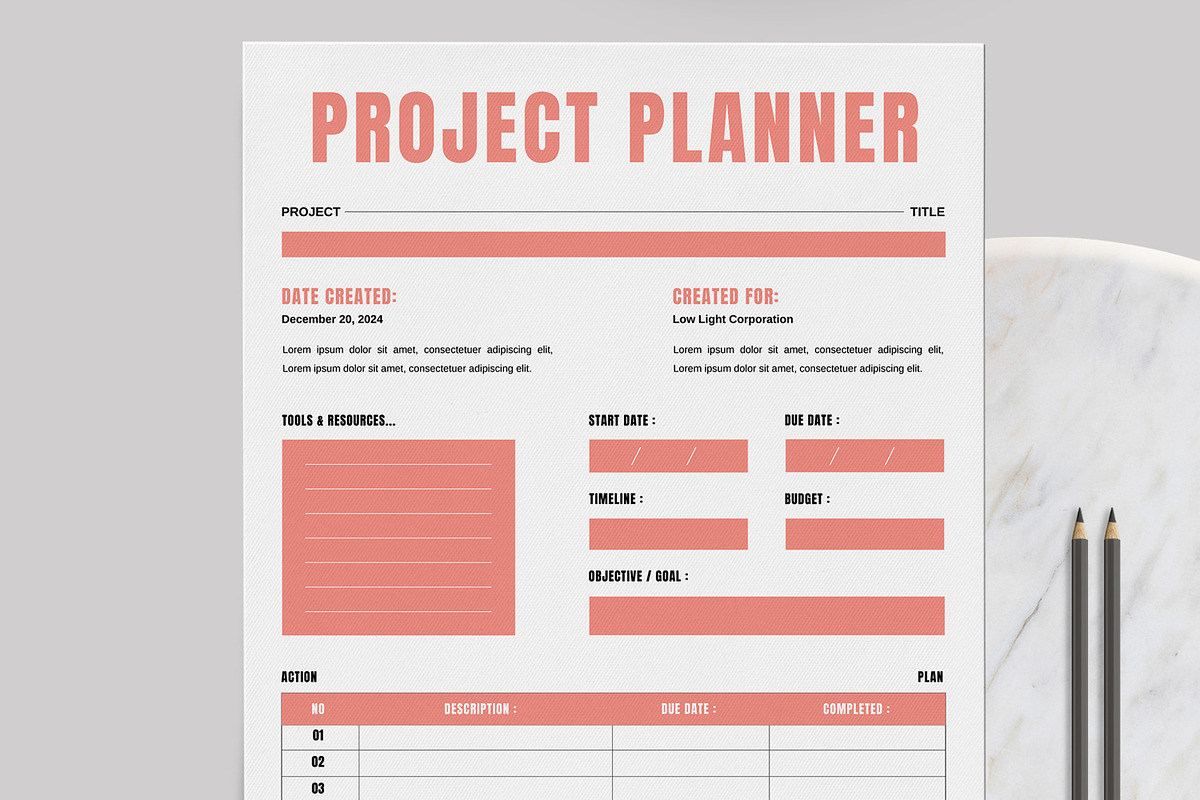 Project Planner Template, a Stationery Template by MightyDesign (Photo 2 of 8)
