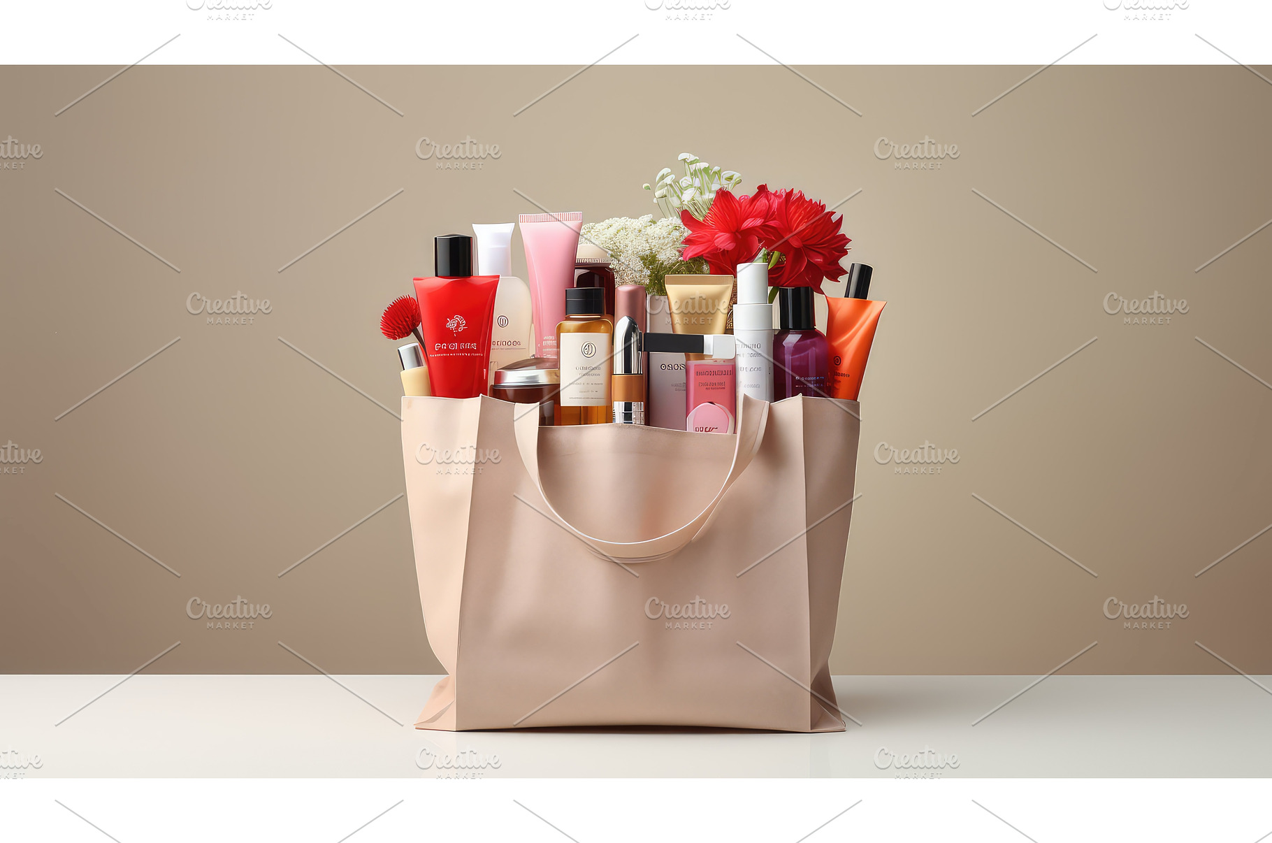 skincare open shopping bag ai, a Beauty & Fashion Photo by pikepicture