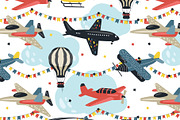 Seamless patterns with air transport, an Object Illustration by narinadraban (Thumbnail 5 of 6)